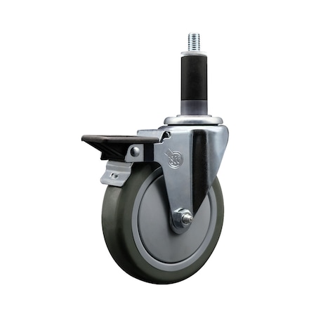 Service Caster 5'' Gray Poly Swivel 1-1/8'' Expanding Stem Caster with Brake SCC-EX20S514-PPUB-PLB-118
